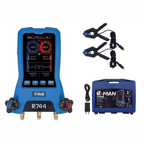 Analizador digital x-man para R744 con maletín y dos sondas de pinza con cable Wigam – X-MAN-R744