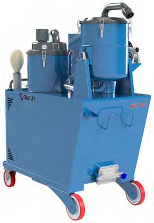 Aspirador trifásico de alta presión, para viruta y aceite, con bomba de vaciado independiente de 600 litros de capacidad, modelo Oilvac 600HV