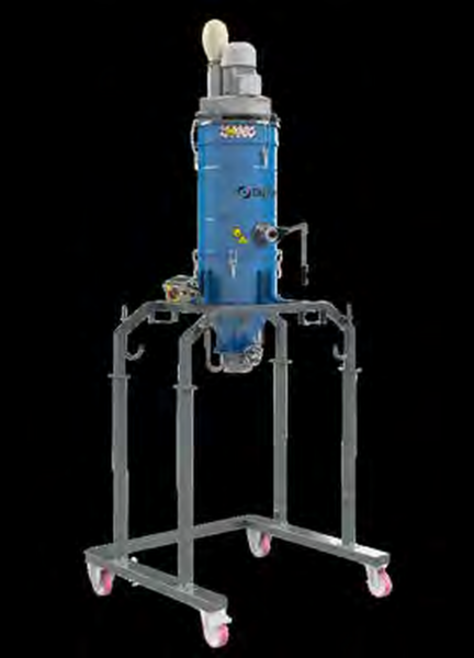 Aspirador industrial con silo de acumulación de 100 litros para zonas ATEX, modelo Silovac100TZ22