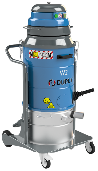 Aspirador monofásico para polvo metálico con riesgo de explosión, mediante sistema de inmersión en fluido inertizante, modelo W2 MDI ACD de 2.2 kws.