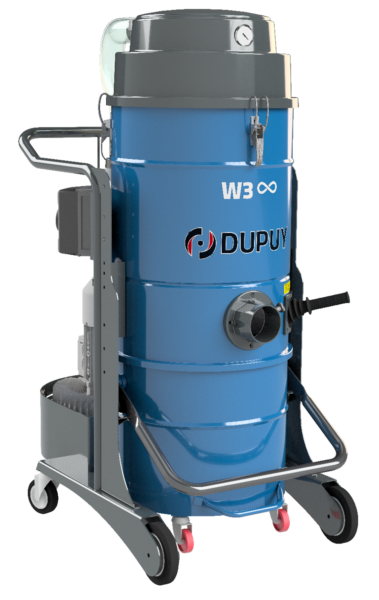 Aspirador industrial compacto y móvil con contenedor de 100 litros, modelo W3.